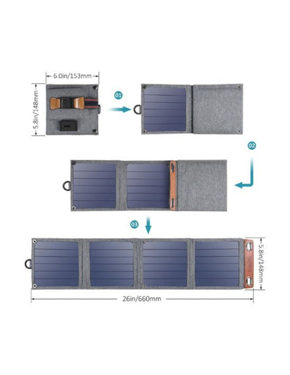 Cargador Portatil con Paneles Solares Dos Salidas 14W
