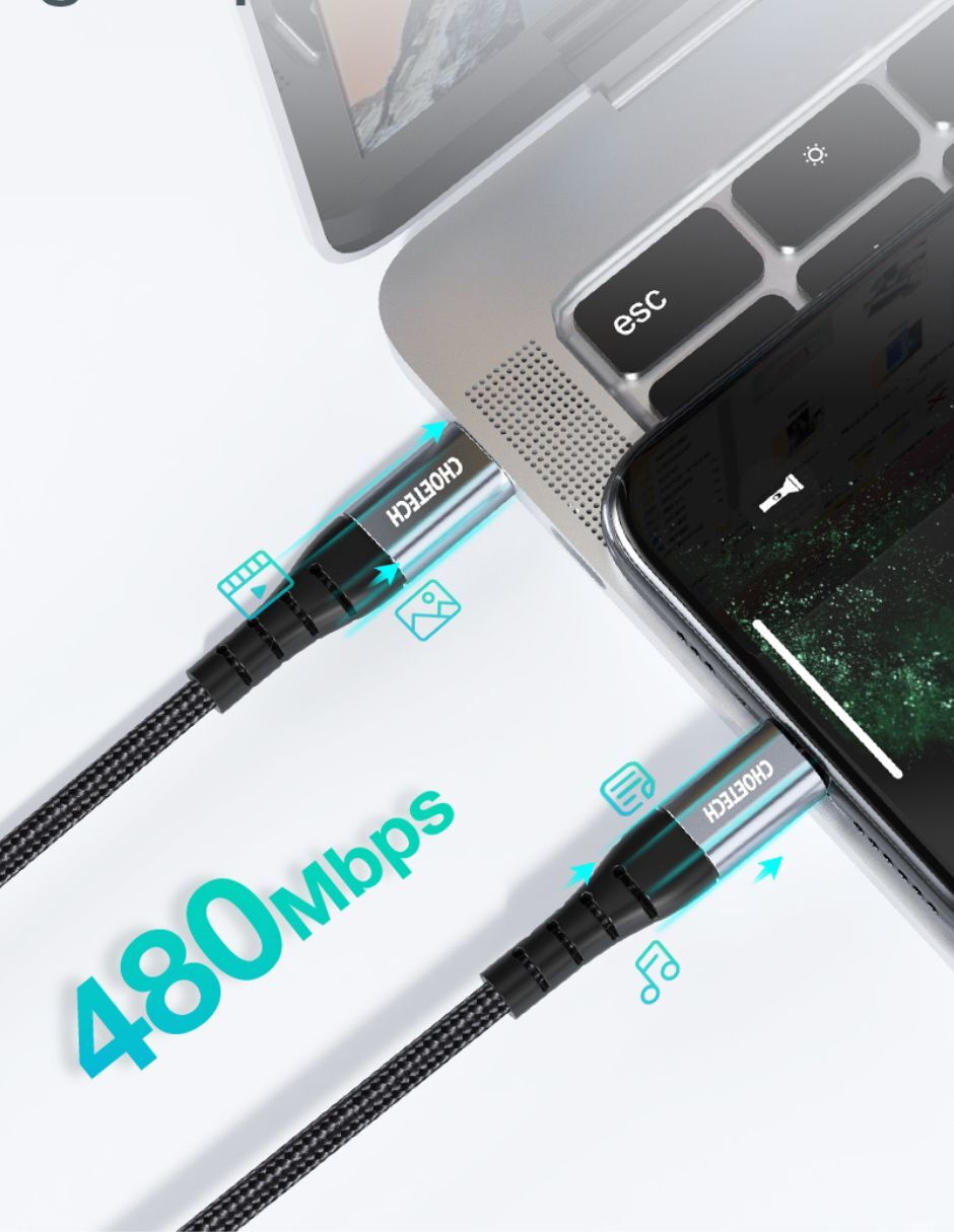 Cable Carga Rapida Reforzado Tipo C a Lightning 1.2m