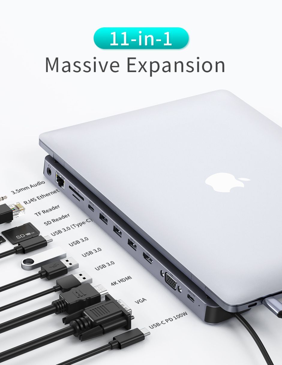 Adaptador HUB Multifuncional 11 en 1 Tipo C