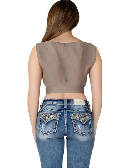 Blusa cuello en v con amarre Behla