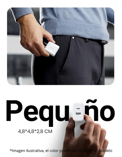 Cargador 2 en 1 Ugreen Carga Rápida 20W Negro 1 USB C, 1 USB A