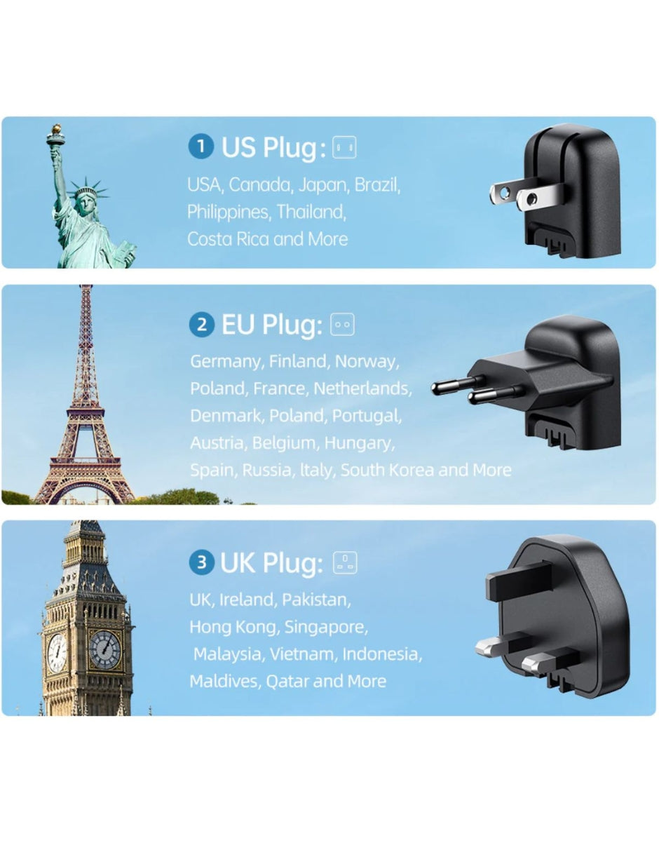 Adaptador de Carga Rápida con Conexión intercambable y Cable USB C