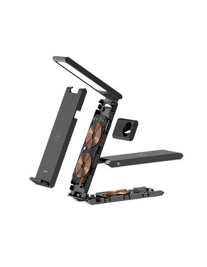 Cargador Inalámbrico 3en1 USAMS Plegable para Celular, Earpods y Smartwatch 15W Negro
