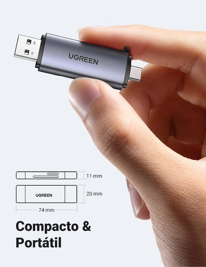 UGREEN Lector de Tarjeta USB C a USB-A OTG 5Gbps Gris