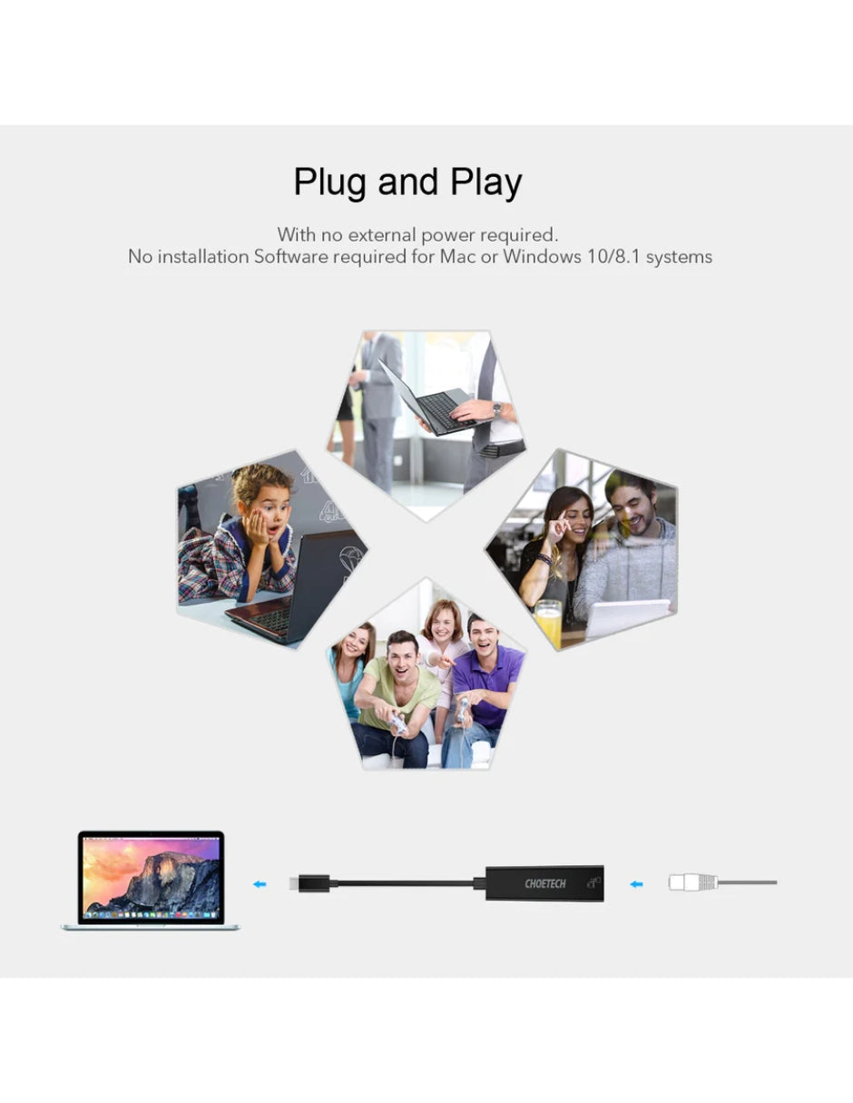 Adaptador USB C a Ethernet Negro