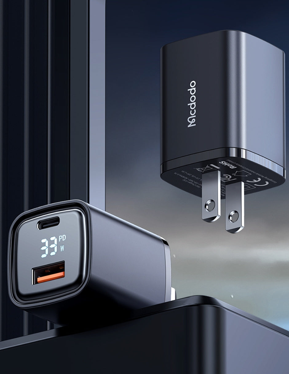 Cubo de Carga Rápida USB A y USB C de 33w Negro
