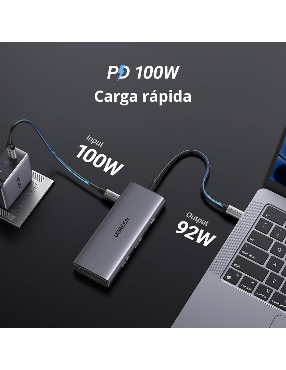HUB USB-C 7 en 1 CM498 UGREEN 2 USB-A, 2 USB-C, 1 HDMI 4K/60hz y SD/TFT