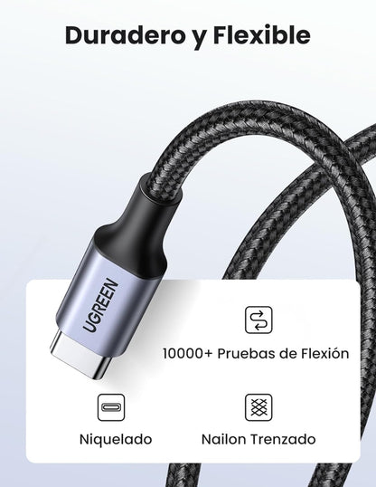 UGREEN Cable USB-C a USB-C 60W Reversible 1m Negro