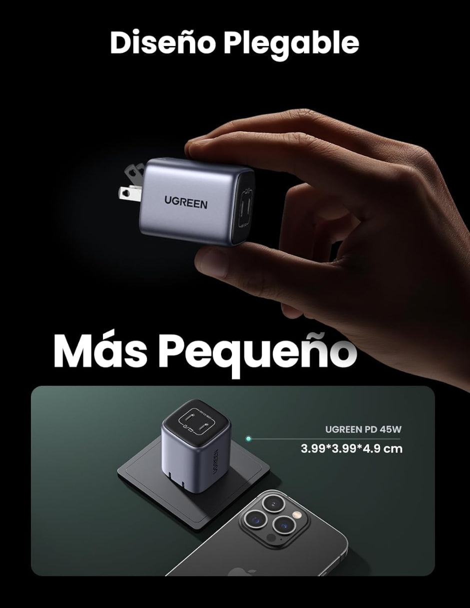 UGREEN Cargador USB C PD 45W Nexode Carga Rápida