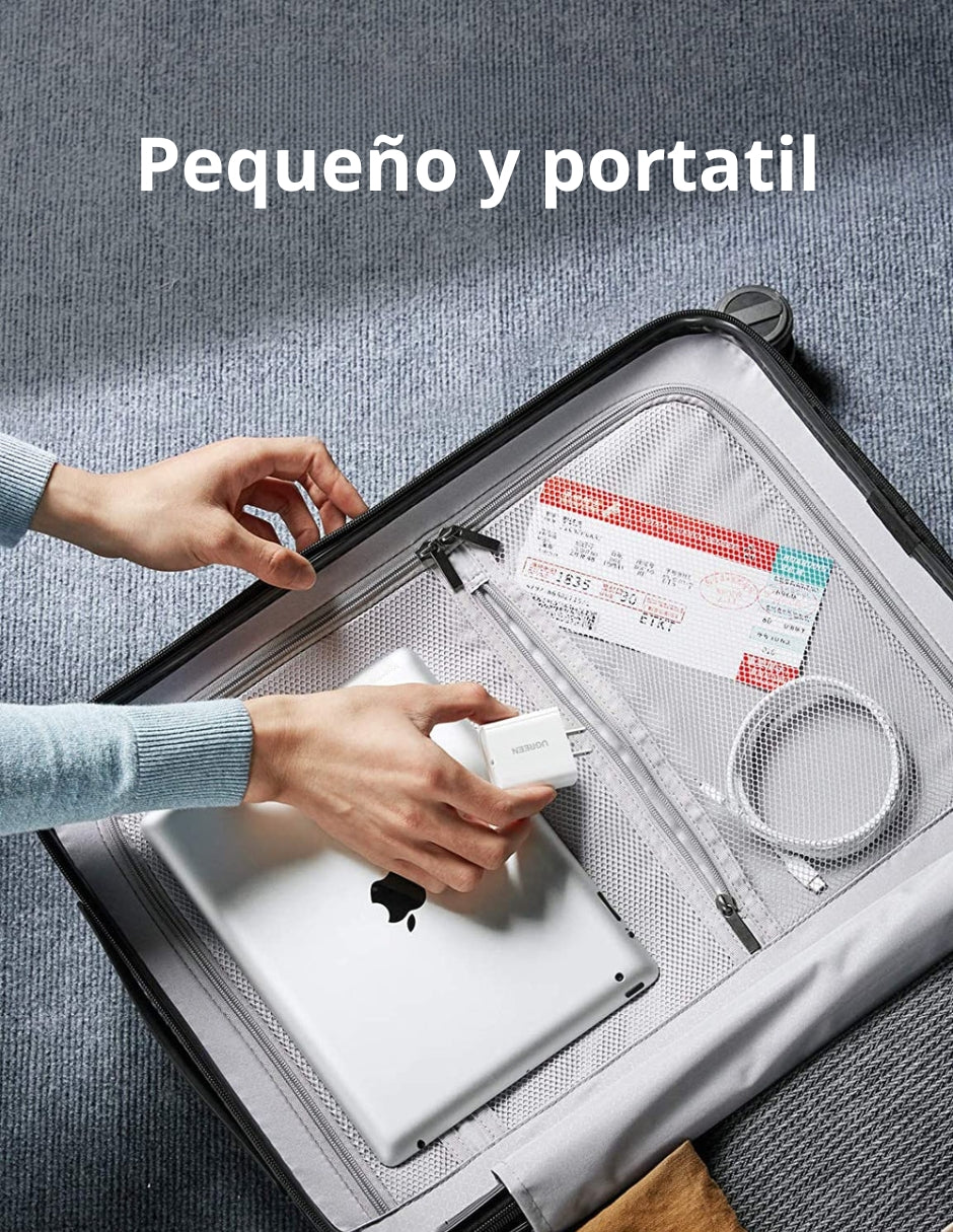 Cargador Tipo C de 20W Ugreen Carga Rápida color blanco