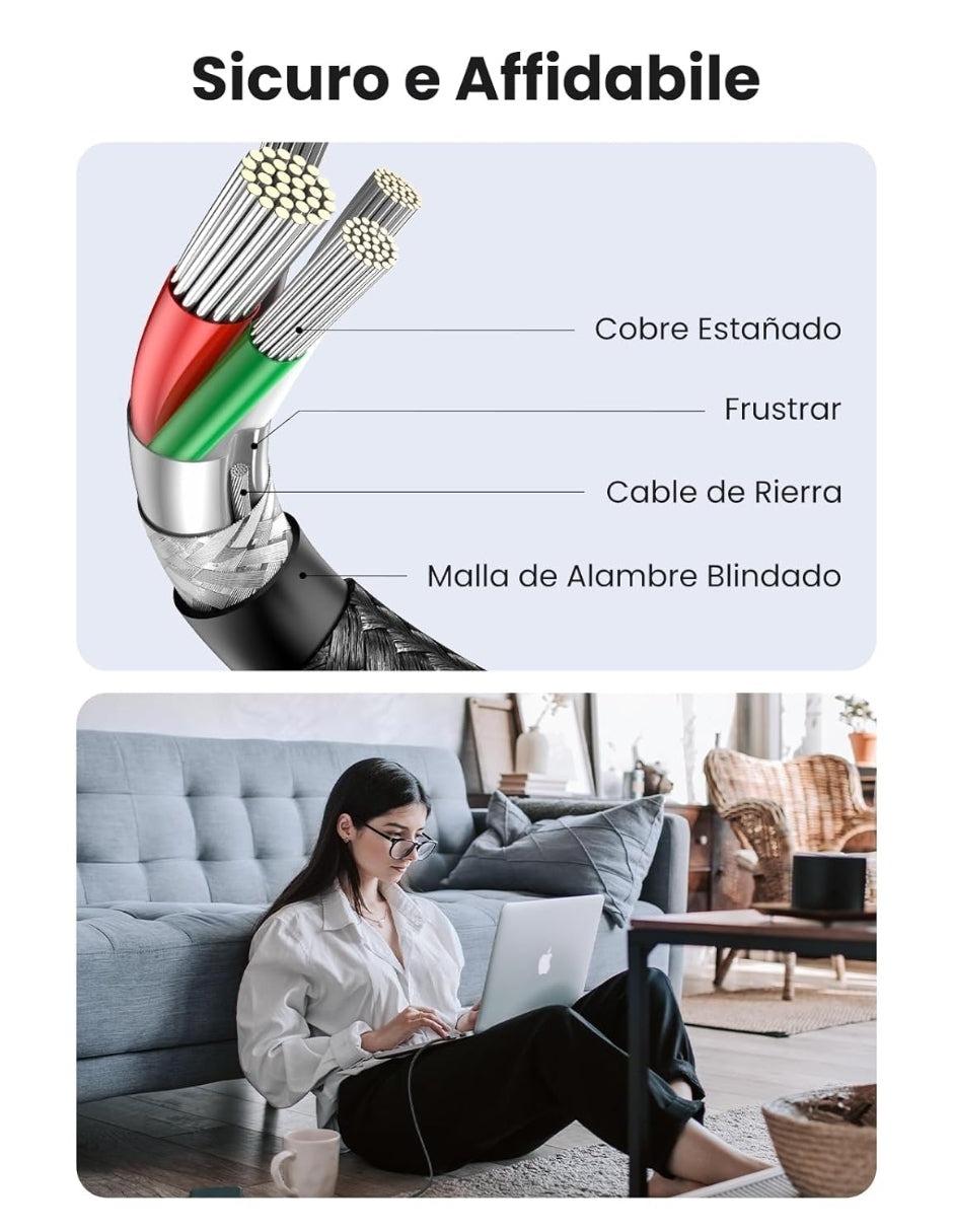 UGREEN Cable USB-C a USB-C 60W Reversible 1m Negro