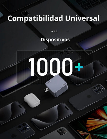 Cargador Ugreen Nexode Pro 3 Usb-C, 1 Usb-A 160W con Cable USB-C 1.5m