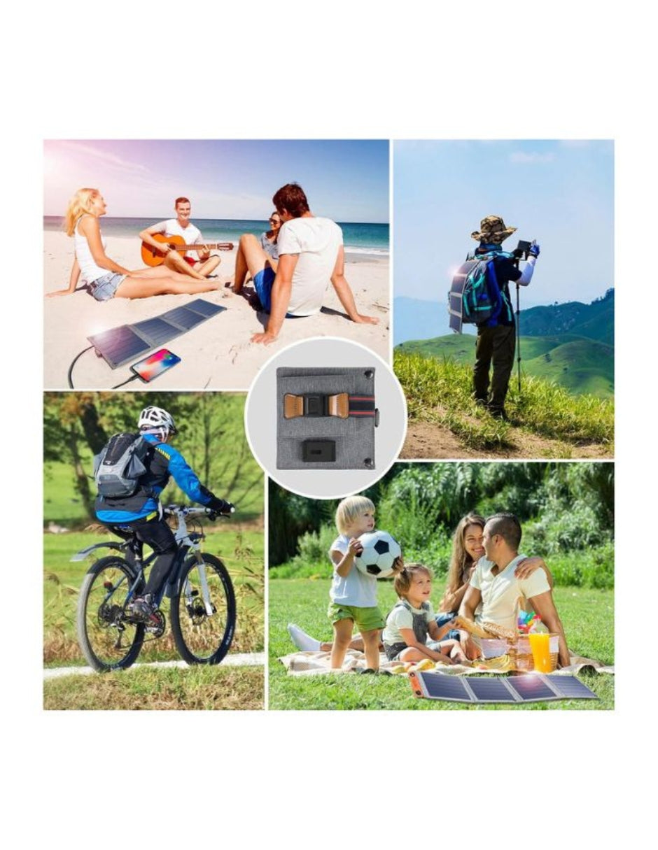 Cargador Portatil con Paneles Solares Dos Salidas 14W