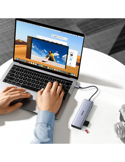 HUB 9 en 1 UGREEN 3 USB-A, 1 USB-C, 1 HDMI 4K/60hz, SD/TFT, Ethernet y VGA
