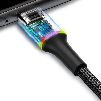 Cable Baseus Lightning de Uso Rudo - Led 2m Cable Carga Rápida Y Datos