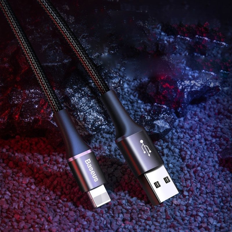 Cable Baseus Lightning de Uso Rudo - Led 2m Cable Carga Rápida Y Datos
