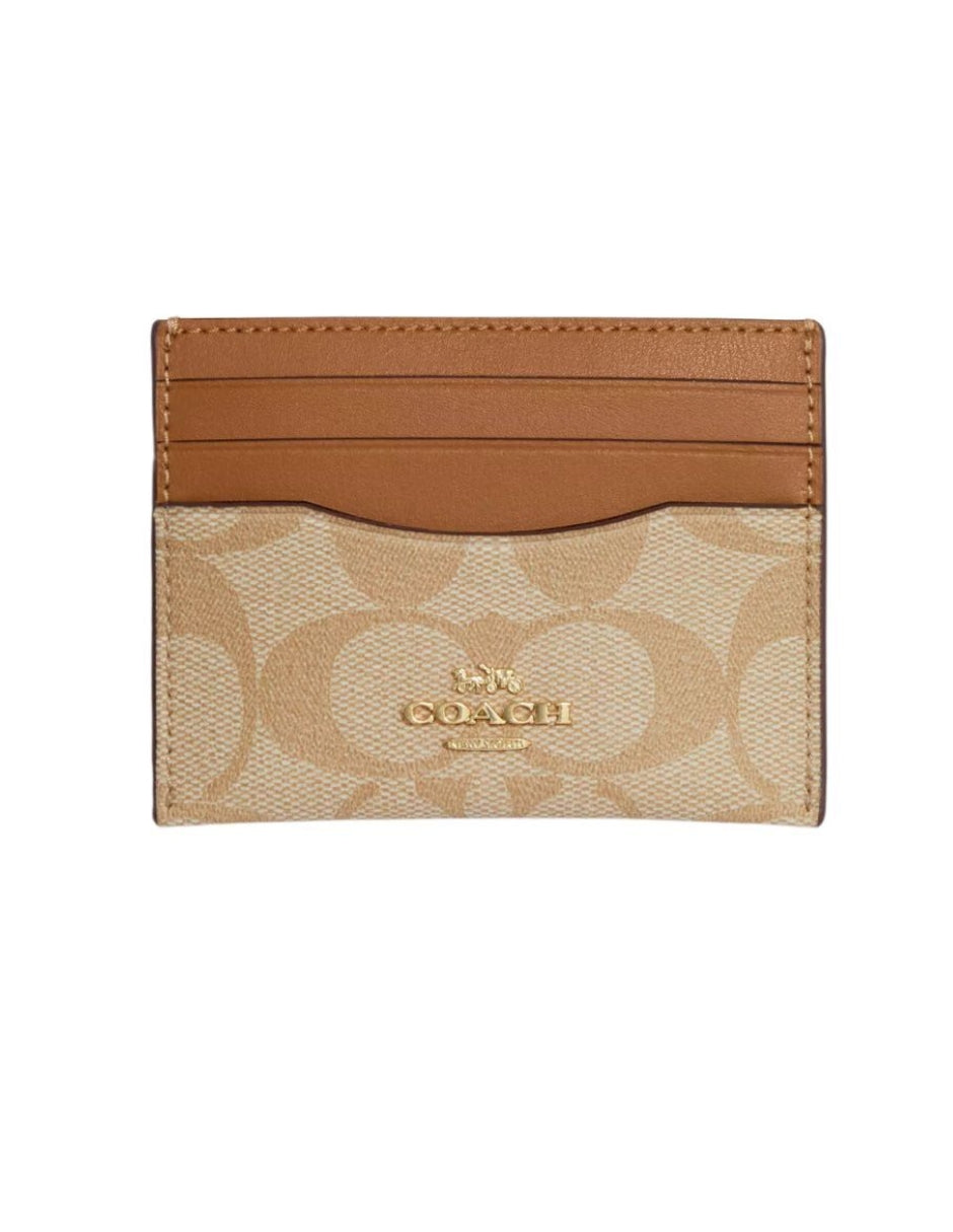 Tarjetero Coach Signature Slim Id Card Case Khaki