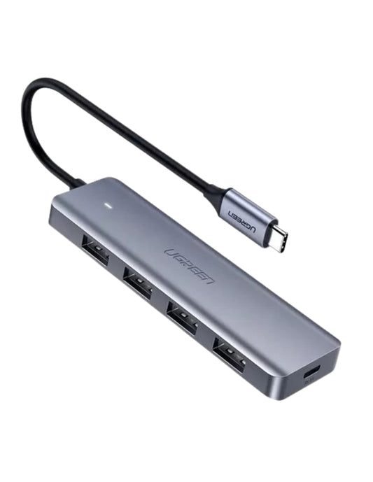 UGREEN HUB 4 en 1 Tipo C a USB 3.0 5Gbps Gris