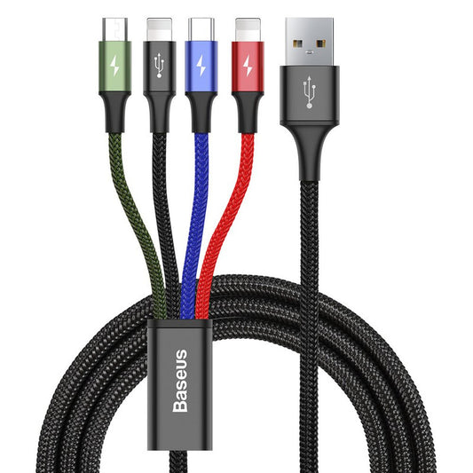 Cable 4 En 1 Uso Rudo-1 Micro / 2 Lightning/ 1 Tipo C